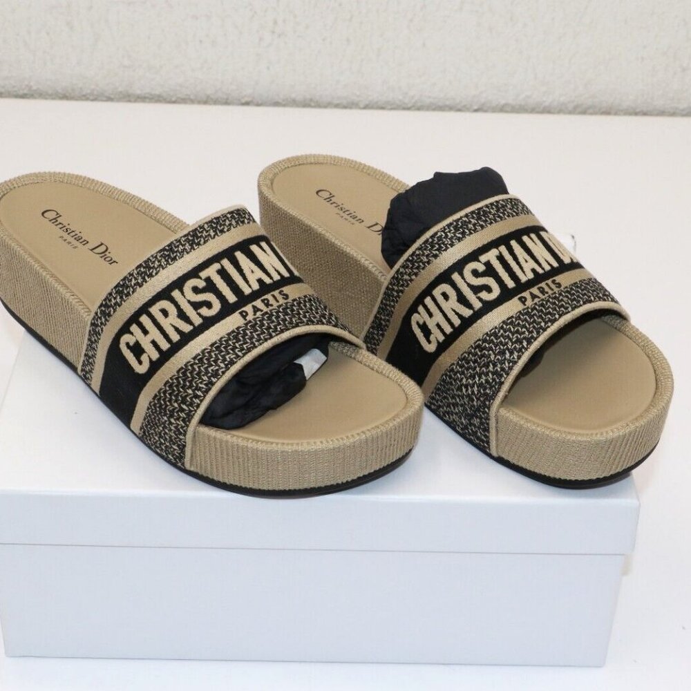 Christian Dior D-Way Wedge Slides Platform Obliqu… - image 7